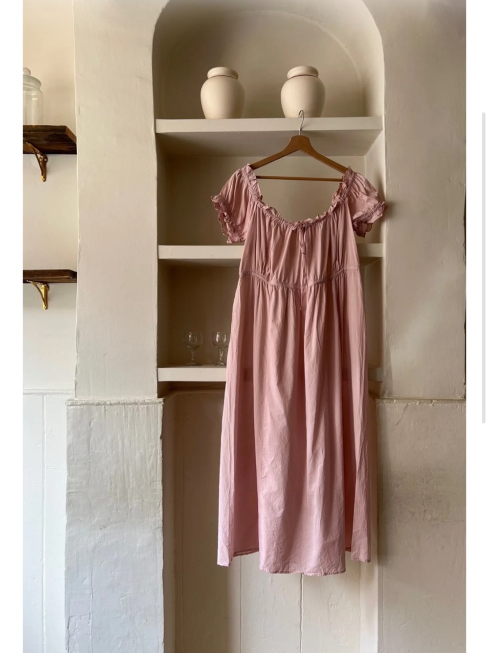 Pink Maxi Dress with Ruffle Sleeves